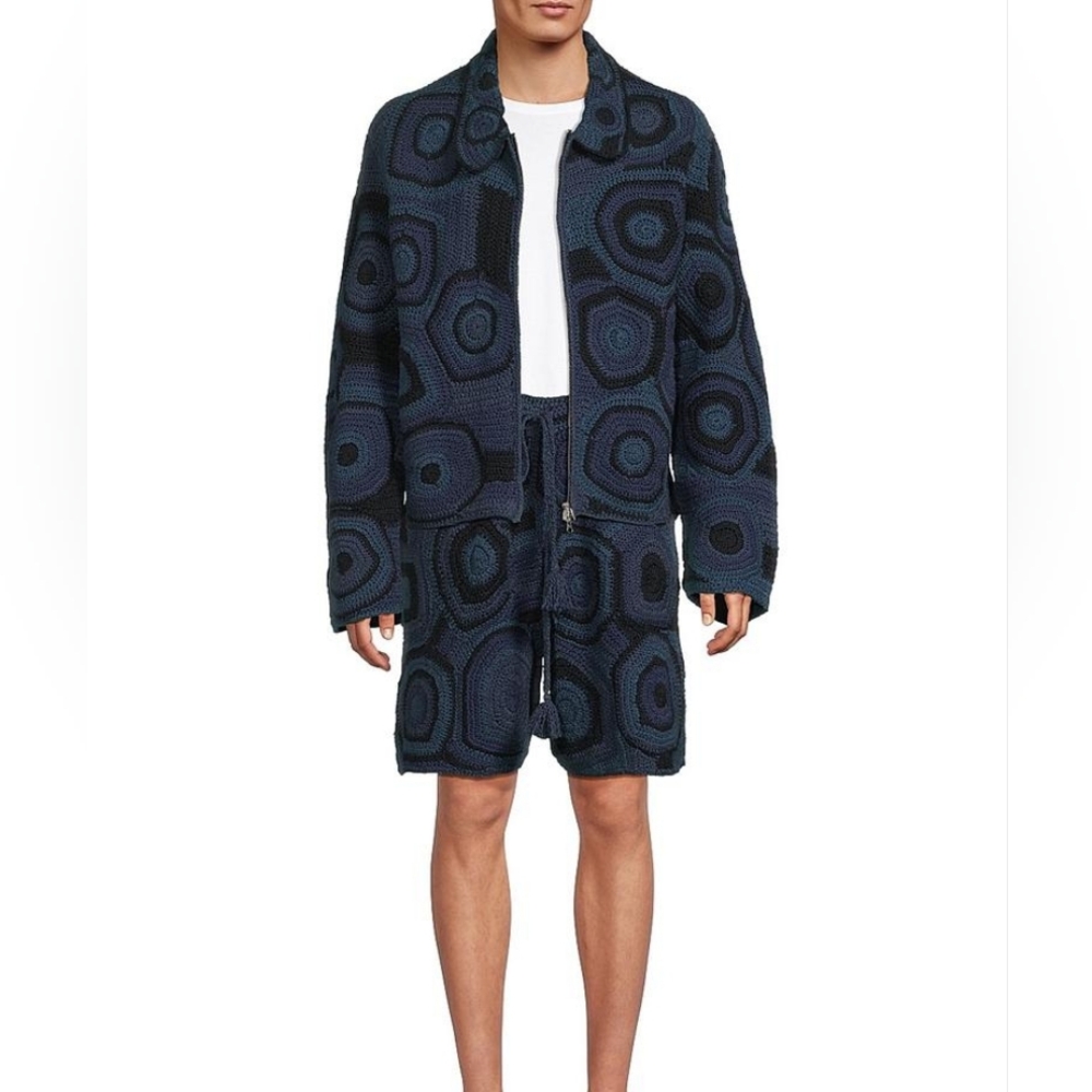 Hand Crochet Strata Jacket With Matching Crochet Shorts